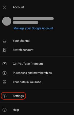 YouTube 移动设置截图